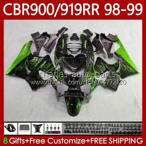 Honda CBR 919RR 900RR RR919RR için kaporta seti CBR919RR CBR900RR 1998-1999 Vücut 127NO.129 CBR 900 919 RR CC CBR919 Yeşil Alevler CBR900 RR 1998 1999 900CC 919cc 98 99 OEM PERSERING