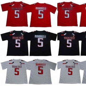 MCEOTHR＃5 PATRICK MAHOMES II Texas Tech Red Men College Football Jersey Black Double Ed Name and Number