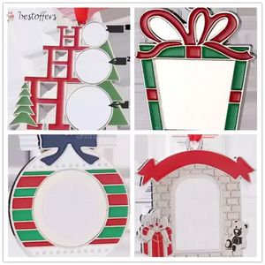 Sublimation weiße leere Metall Weihnachtsdekoration Hitzeübertragung Weihnachtsmann Anhänger DIY Weihnachtsbaum -Ornamente Geschenke C0801X12