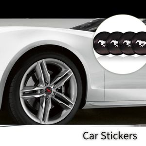 4pcs 56mm Car Badge Stickers styling accessories 3D Horse Flag Car Auto Steering Wheel Center Hub Cap Emblem for Ford Mustang