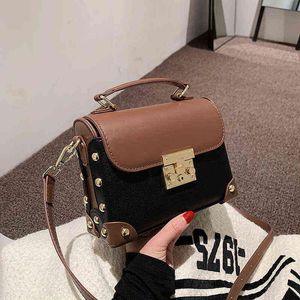 HBP Crossbody Bag Control Color Pu Leather S للنساء برشام فاخر لكتف الكتف القفل السيدات محافظ وحقائب اليد 220727