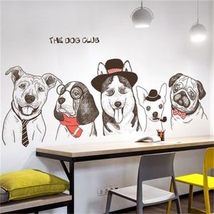 Creative Funny Dog Club Vinly Wall Stickers Diy Animal Modern Home Decor Decals Poster Wallpaper Y200103