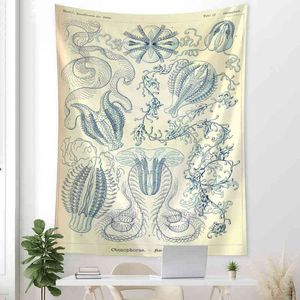 Tapestry Jellyfish Seaweed Identification Graphic Tarot Carpet Wall Hanging Psy