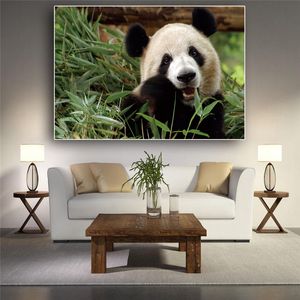 Bambus-Panda-Bär-Tier-Leinwandgemälde, Poster und Drucke, skandinavisches Wandkunstbild für Wohnzimmer, nordisches Dekor