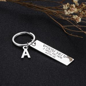 Keychains Drive Safe Handsome I Love You Couples Keychain graverade bilnyckelkedjor Bokstäver A-Z Keyrings make pojkvän födelsedagspresent Keyc