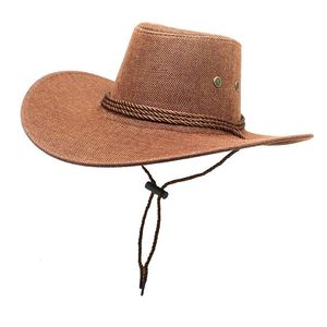 Berets Men's Western Cowboy Hat Women's Rolled Edge Cowgirl Fedora With Leather Toca Knight HatBerets