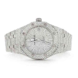 Full Iced Out Moissanite Diamond Watch Stainless Steel Hip Hop Automatic Movement Watches for Men