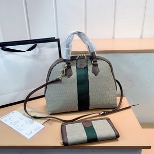 Bolsa de ombro único clássico + carteira feminina designer velho flor shell saco de duas peças