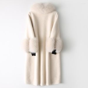 Futra kobiet sztuczny płaszcz prawdziwy płaszcz żeńska owca haczenki zimowa kurtka damskie ubrania 2022 kołnierz wełniane płaszcze koreańskie miaste