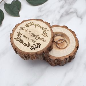 Rustieke houten ringdoos aangepaste trouwringdrager doos gegraveerde trouwringhouder jewelly box aandenken