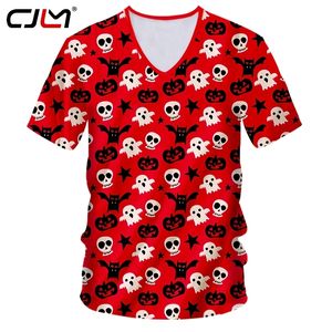 Halloween Schöne Fledermaus Ghost Mens T -Shirt 3D Printed Red Pumpkin Skulls T -Shirt Man Persönlichkeit großer Größe V Hals T -Shirt 220623