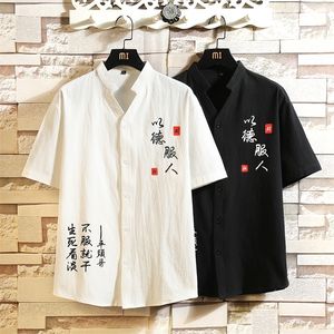 Mode Korea Design Hawaii Strand Kurzarm Schwarz Weiß Casual Shirts Herren Print Bluse Sommer Kleidung OverSize 5XL 6XL 220527