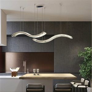 Pendant Lamps Modern Crystal Chandelier Stainless Steel Gold Silver Long Strip Combination Hanging Lamp Kitchen Island Dining Room Chandelie
