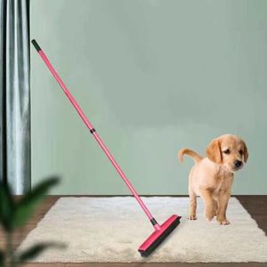Rubber Broom Pet Hair Lint Removal Device Telescopic Bristles Magic Clean Sweeper Squeegee Scratch Bristle Long Push Broom