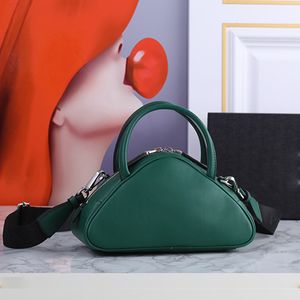 High quality 2022 new style Triangle shell tote bags bowling bag single shoulder underarm pillow Large capacity bags handbags sports Calfskin Metal mark p
