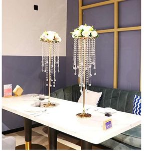 Świece Uchwyty Dekoracja ślubna Droga kwiatowa Golden Acryl Crystal Table Center Home SuppiesCandle Candlecandle