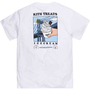 Kith Mens Women Designer Odzież 100%bawełniany krótkoeved Tokyo Limited Shibuya Mount Fuji Brooklyn Bridge Ice Cream Print Kith Kith Tshirts Men kobiety 5544
