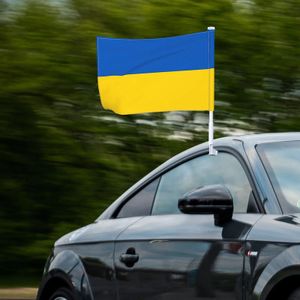ウクライナの車の旗の旗30 * 45cmの窓のクリップウクライナの旗の屋外の屋内の装飾のための真鍮のグロメットとポリエステル