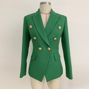 Women's Suits & Blazers Runway Designer 2022 Lion Button Woman Long Sleeve Slim Waist Outwear Coats Office Lady Autumn Tops Plus Size