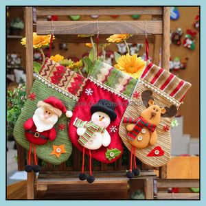 Juldekorationer festliga fest levererar hem trädgård ups strumpor dekoration jultomten stövlar presentväska d dhhud