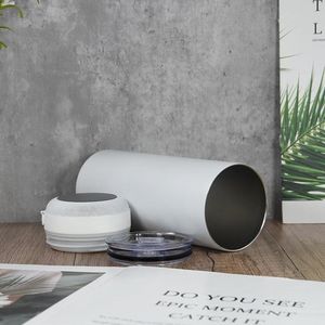 Glow Sublimation Tubbler z głośnikiem Bluetooth Blanki 20 unz muzyka Puchar biały świetlisty kubek podróżny prosty Smart Portable Wireless w luzie z masą słomy ee