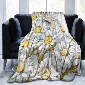 Blankets Flannel Blanket Floral Daisy Ultra-Soft Micro Fleece For Bathrobe Sofa Bed Travel Home Winter Spring FallBlankets