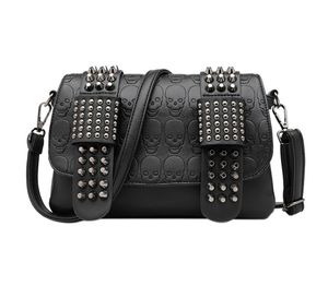New Rivet PU Leather Shoulder Bags Skull Bag Punk Crossbody Bags For Women Chain Messenger Bag