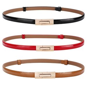 Belts Cowskin Waistband Thin For Women Genuine Leather Bright Ppure Color Elastic Belt Woman Dress Patent Cummerbund