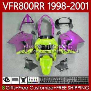 OEM Nadwozie dla Honda VFR800RR Interceptor VFR 800RR 800 CC RR 1998-2001 Zielona Rose 128NO.112 VFR-800 800CC VFR800R 1998 1999 2000 2001 VFR800 RR 98 99 00 01 Owalnia