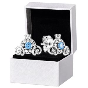 Orecchini a forma di zucca con pietra blu Scatola originale in argento sterling 925 per orecchini di gioielli da regalo per ragazze da donna Pandora