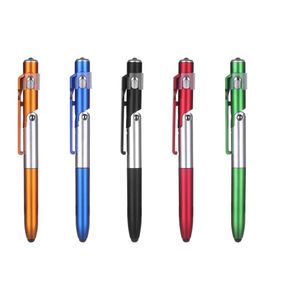 Penna stilo pieghevole a LED 4 in 1 Penna multifunzionale con supporto a sfera con capacità tattile Penne per tablet Cellulare Mini penna capacitiva universale