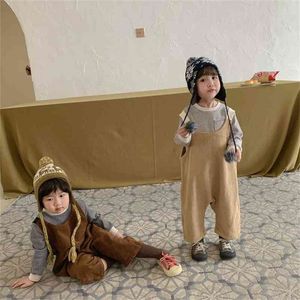 Autumn boys and girls corduroy overseized overalls children soft loose casual suspender trousers 2-6Y 210708
