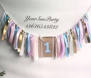 Wholesale blue rags for sale - Group buy Party Decoration Under The Sea Themed Birthday Decorated Highchair Buntings Handmade Lalic And Blue Rag Tied Seastar Garland
