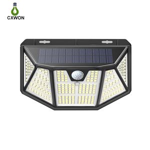 Luzes de parede solar 310 LED 270 ﾰ Lâmpadas solares à prova d'água IP65 de larga angular com sensor de movimento