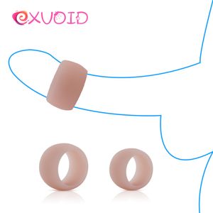 EXVOID 2PCS Atraso ejaculação Ejaculação Sexy Toys for Men Shop Elastic Penis Sleeve Ring Cock Silicone Erection