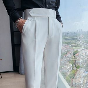 British Style Autumn Solid Business Casual Suit Pants Men Clothing Simple All Match Formal Wear Office Trousers Straight 36 220808