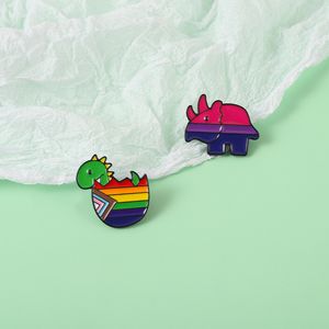 Personalidade fofa japonesa Rainbow Broche Small Dinosaur Shape