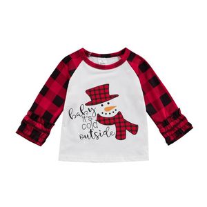 T-shirty maluch dziewczyna chłopiec bożonarodzeniowe ubrania świąteczne z długim rękawem liter druku