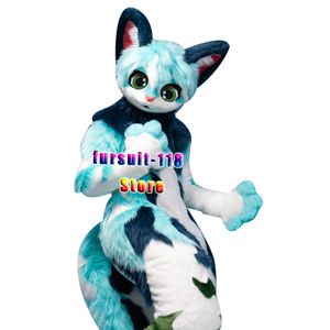 Fursuit Длинноволосый хаски собака Фокс волк талисман костюм меховой мультфильм персонаж кукла Хэллоуин вечеринка мультфильм набор обуви # 333