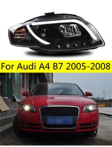 Audi A4 B7 2005-2008 için Araba Led Kafa Işığı Yüksek Işın Günlük Işıklar Dinamik Dönüş Sinyali Çift Işın Lens Farları