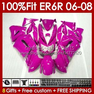 OEM Fairings Kit Kawasaki Ninja ER6 650 R ER 6 F 650R ER6F 06 07 08 Vücut 139no.85 650-R ER 6F ER-6F 2006 2007 2008 650R-ER6F 06-08 Enjeksiyon Kalıp Gövdesi Parlak Gül