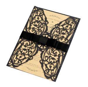 Wedding invitation laser hollowed out pure black greeting card European wedding card