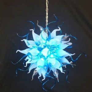 Hand geblasenes Glas Anhänger Lichter blau weiße LED Hängende Lampenlampe Wohnzimmer Küche Kronleuchter Glanz 24 oder 28 Zoll