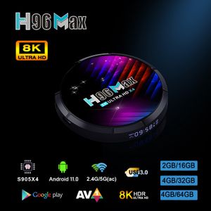 nave dalla francia H96 max X4 TV Box Amlogic S905X4 Android 11 4GB 32GB 2.4G 5G Wifi BT5.0 Supporto USB3.0 100M Set Top-Box