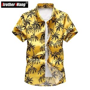 Summer Men's Hawaiian Shirt Fashion Casual Printing Short Sleeve Flower Male Brand Plus Size 5XL 6XL 7XL 220323