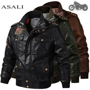 Mäns klassisk Motocycle Jacket Winter Skin Thick Man Leather Jacket Moto Autumn Zipper Jacker Biker PACK Stor storlek 6xl 201127