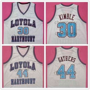 Nikivip LMU Loyola Marymount Lions University 30 Bo Kimble 44 Hank Gathers Białe retro koszulka koszykówki Szygowane niestandardowe numer