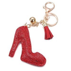 Creative High Heel Shoe Keychain Rhinestone Crystal Purse Key Chain Bag Dekorativ legering Pendant Key Ring Handväska smycken