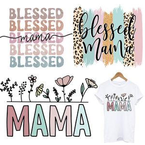 Blessed Mama Iron On Patches For Clothing Thermal Sticker DIY Transfer T shirt Stickers Decoration Washable 220611