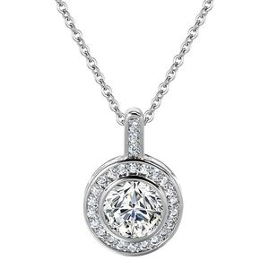 Chains Kinel Simple Round Natural Zircon Pendant Necklace For Women Fashion Silver Color Bridal Wedding OL Crystal Jewelry Gif